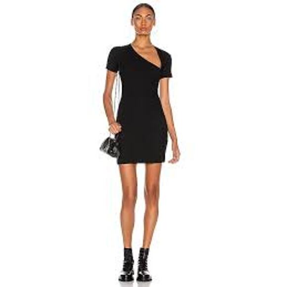 JOHN ELLIOTT Asymmetric Rib Knit Dress Size 0 XS Black MINIMALIST SEXY CASUAL - Picture 1 of 9